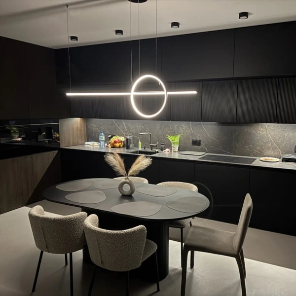 Nowoczesna lampa wisząca Led Geometrik 40 cm czarna smart barwa ciepła 3K LEDesign