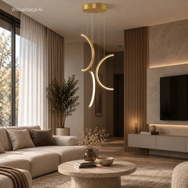 Nowoczesna lampa wisząca Led Moon No.3 40 cm złota 3000K LEDesign