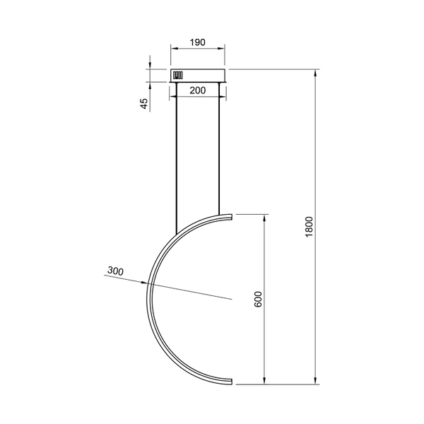Nowoczesna lampa wisząca Led Moon No.2A 60 cm czarna barwa neutralna 4K LEDesign