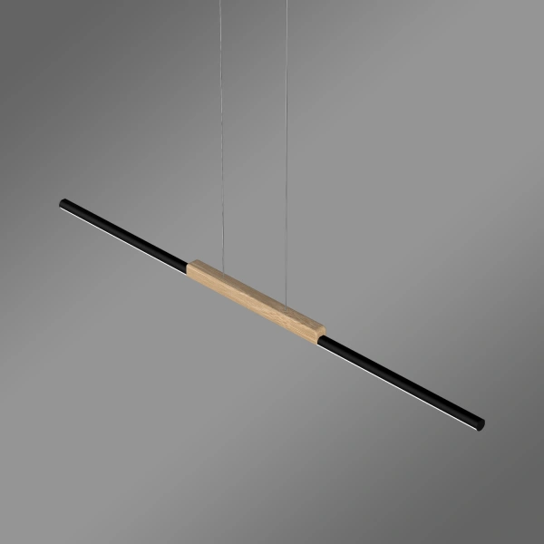Lampa wisząca LED LINE 80 cm czarna z dębem, barwa ciepła 3K LEDesign