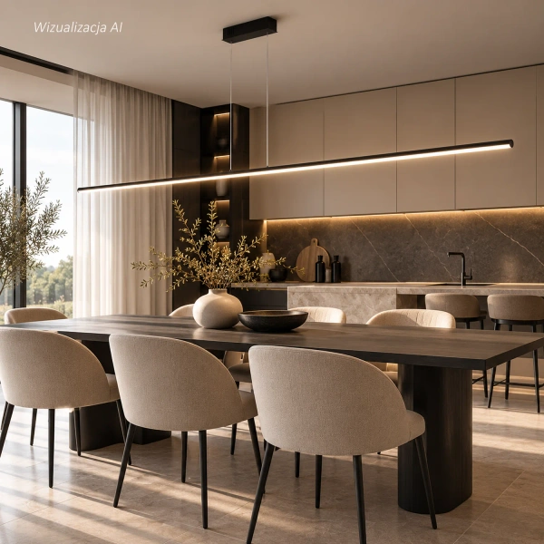 Nowoczesna Lampa wisząca Led Line 180 cm czarna 4000K LEDesign