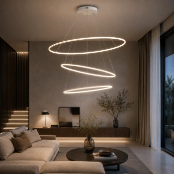 Nowoczesna lampa wisząca Led Orbit No.3 120cm biała ściemnialna triak barwa neutralna 4K LEDesign