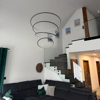 Nowoczesna lampa wisząca Led Orbit No.4 120cm czarna smart barwa neutralna 4K LEDesign