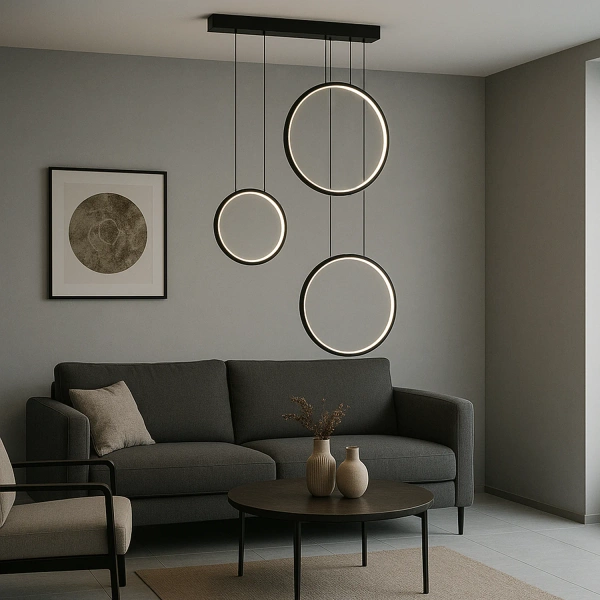 Nowoczesna lampa wisząca Led Moon No.3 czarna barwa neutralna 4K LEDesign