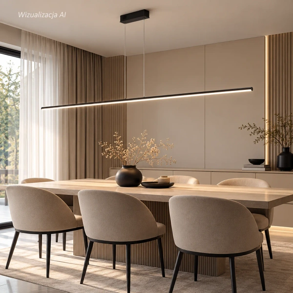 Nowoczesna Lampa wisząca Led Line 180 cm czarna 4000K LEDesign