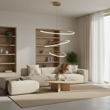 Nowoczesna lampa wisząca Led Orbit No.3 80cm złota barwa neutralna 4K LEDesign