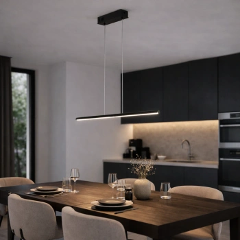 Nowoczesna lampa wisząca Led LINE 80 cm 4k czarna sterowana pilotem LEDesign