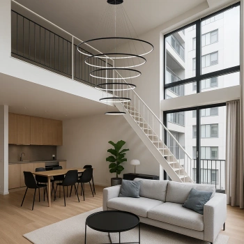 Nowoczesna lampa wisząca Led Orbit No.6 150cm czarna barwa neutralna 4K LEDesign