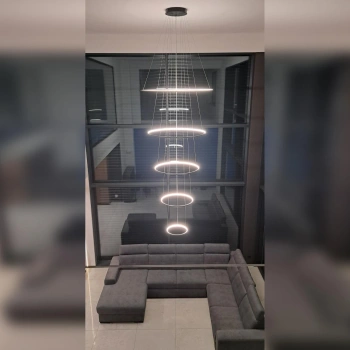 Nowoczesna lampa wisząca Led Orbit No.5 120cm czarna barwa ciepła 3K LEDesign