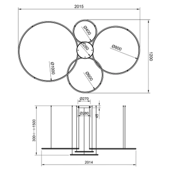 Lampa wisząca Led Orbit S No.4 100cm 3k czarny baza