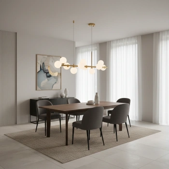 Nowoczesna lampa wisząca Lunaris 11 złota mleczne klosze