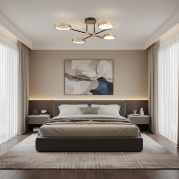 Lampa sufitowa Led Helios złota czarna nowoczesna do salonu i sypialni