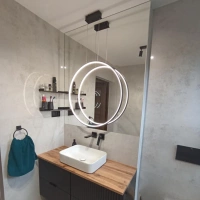 Nowoczesna lampa wisząca Led Moon 60 cm czarna sterowana pilotem barwa ciepła 3K LEDesign