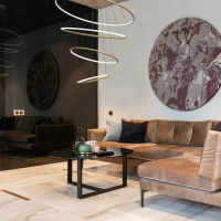 Nowoczesna lampa wisząca Led Orbit No.4 100cm złota smart barwa neutralna 4K LEDesign