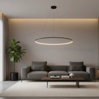 Nowoczesna lampa wisząca Led Orbit No.1 150 cm czarna sterowana pilotem barwa ciepła 3K LEDesign