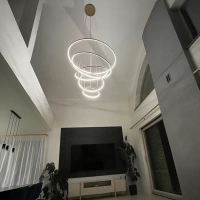 Nowoczesna lampa wisząca Led Orbit No.5 120cm złota sterowana pilotem barwa neutralna 4K LEDesign
