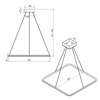 Lampa wisząca Led Quadrum No.1 120 cm 4k czarna baza