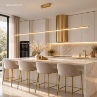 Nowoczesna Lampa wisząca Led Line 180 cm złota z pilotem 3000K–6000K LEDesign