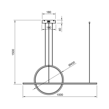Lampa wisząca Led Geometrik 3 40 cm 4k złota baza