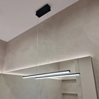Nowoczesna lampa wisząca Led LINE 80 cm 4k czarna sterowana pilotem LEDesign