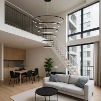 Nowoczesna lampa wisząca Led Orbit No.6 150cm czarna barwa neutralna 4K LEDesign