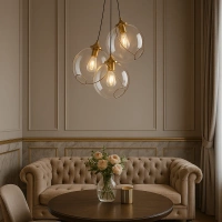 Elegancka lampa wisząca szklane kule Golden Sphere