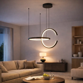 Nowoczesna lampa wisząca Led Celestial No.2 cm czarna barwa ciepła 3K LEDesign