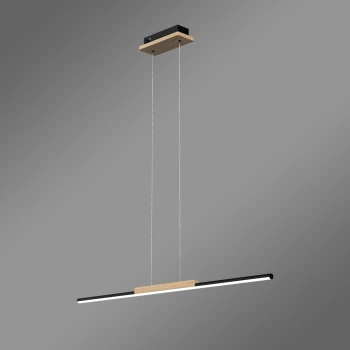 Lampa wisząca LED LINE 80 cm czarna z dębem, barwa ciepła 3K LEDesign