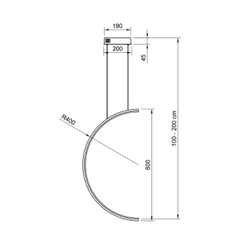 Lampa wisząca Led Moon No.2 80 cm 4k czarna baza