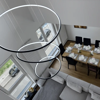 Nowoczesna lampa wisząca Led Orbit No.3 100cm czarna smart barwa ciepła 3K  LEDesign