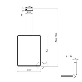 lampa wisząca Led Recta No.1 80x60 czarna barwa neutralna 4K  baza