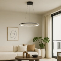 Nowoczesna lampa wisząca Led Orbit No.1 60 cm czarna sterowana pilotem barwa ciepła 3K LEDesign